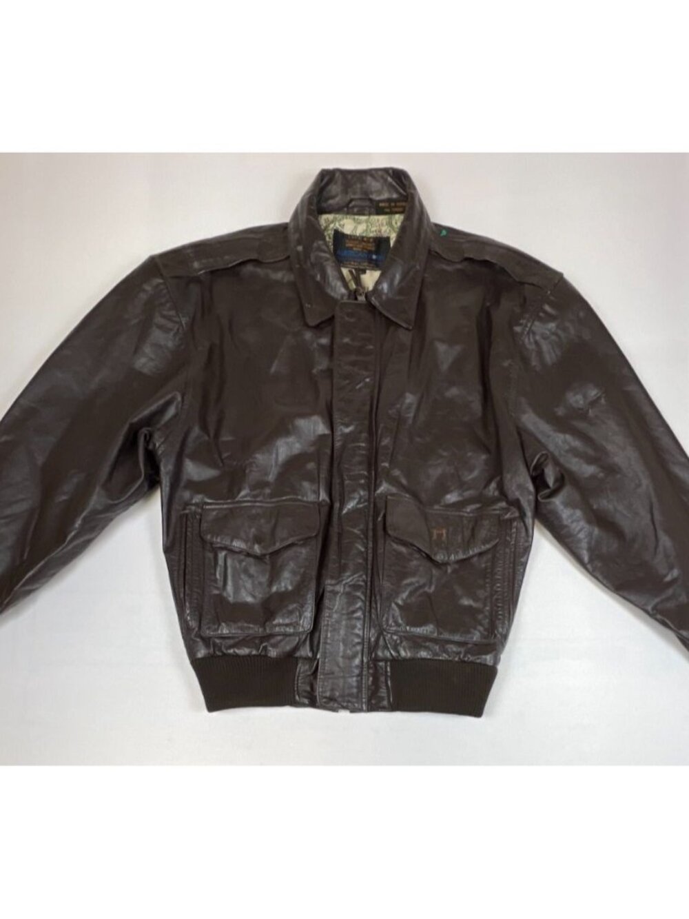 Vintage American Born Type A-2 Flight Jacket Men L Brown Leather Bomber